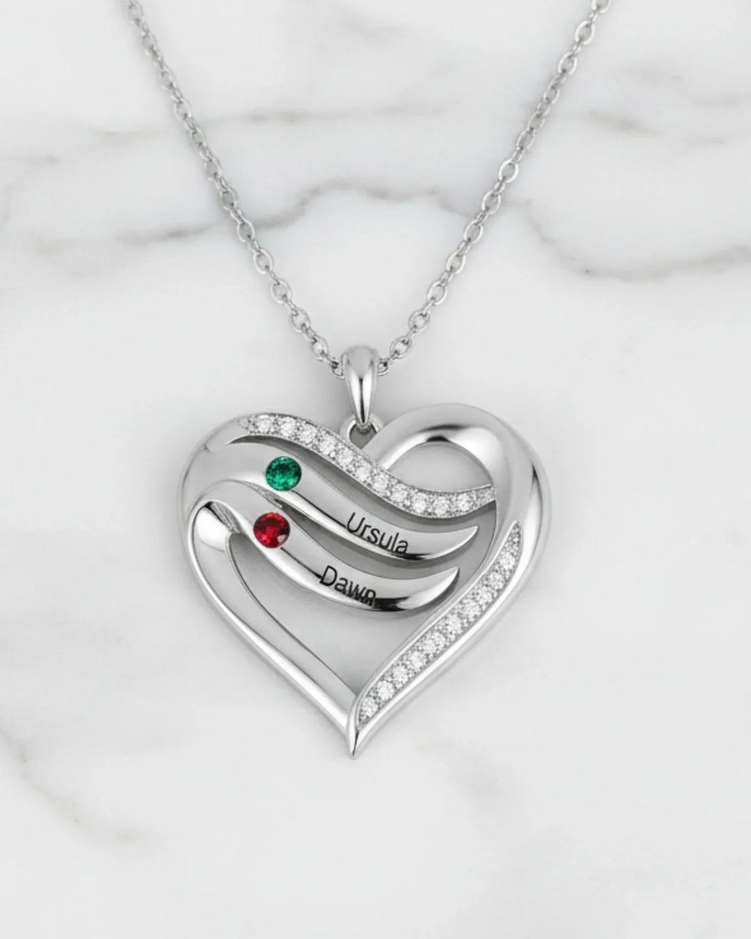 Kette mit Gravur für Mama – Herzanhänger aus 925er Sterlingsilber oder Kupfer, 2-5 Namen & Geburtssteine, Muttertagsgeschenk