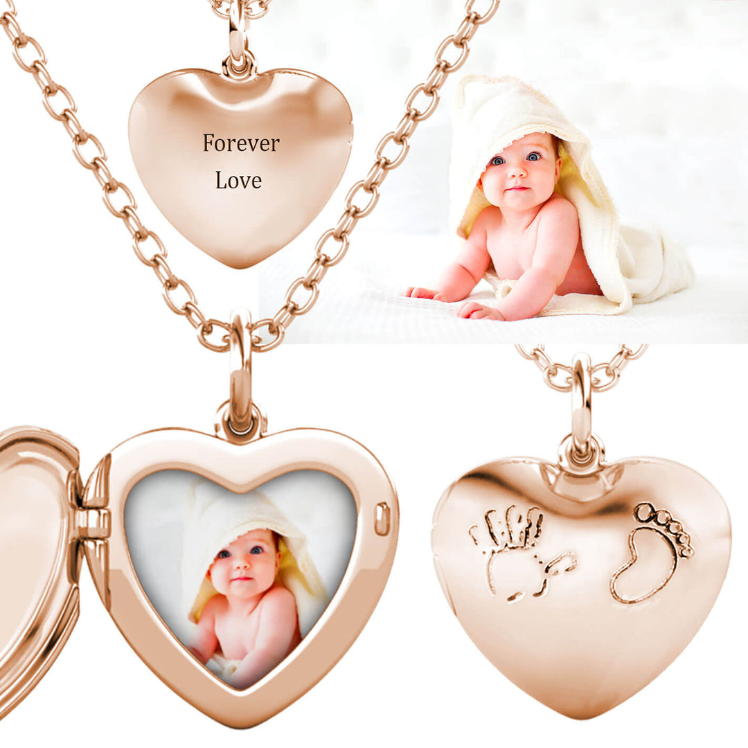 Medaillon mit Foto – Herz, 925er Sterlingsilber rosévergoldet, Kette zum Öffnen mit Bild innen, Geschenk für Sie
