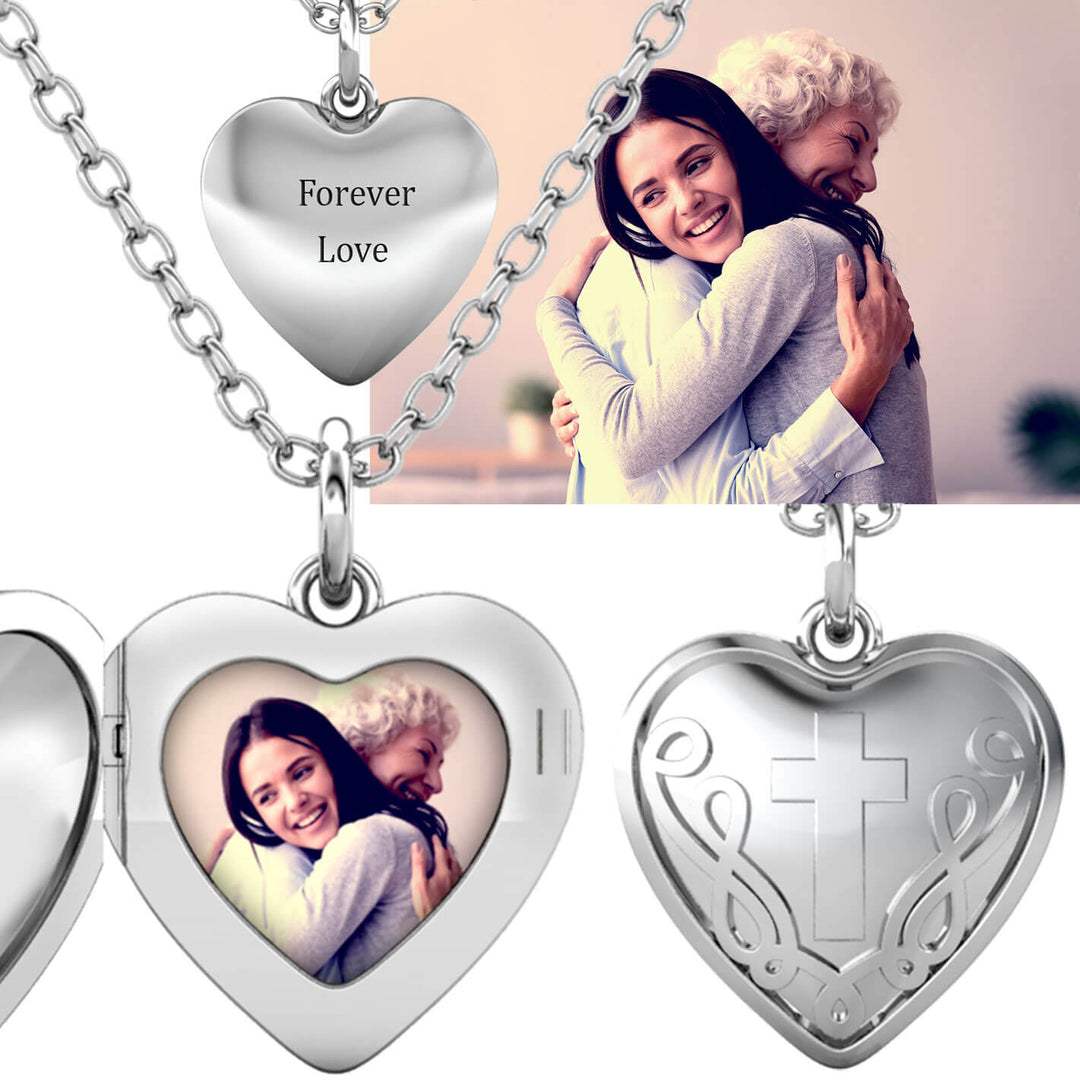 Medaillon mit Foto – Herz-Medaillon aus 925er Sterlingsilber, zum Öffnen mit Bild innen, Geschenk für Sie