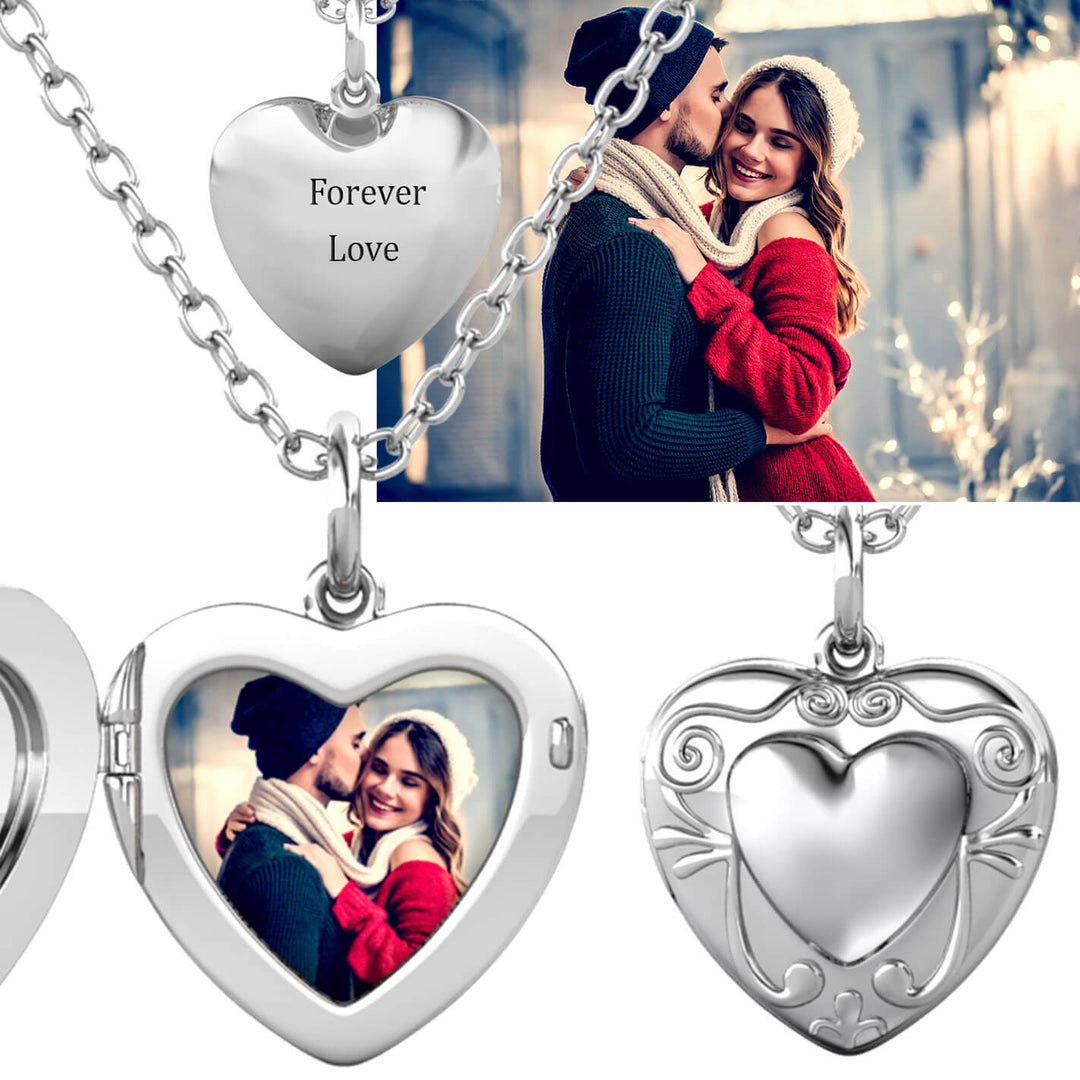 Medaillon mit Foto – Herzförmiges Foto-Medaillon, 925er Sterlingsilber, zum Öffnen, Geschenk für Sie