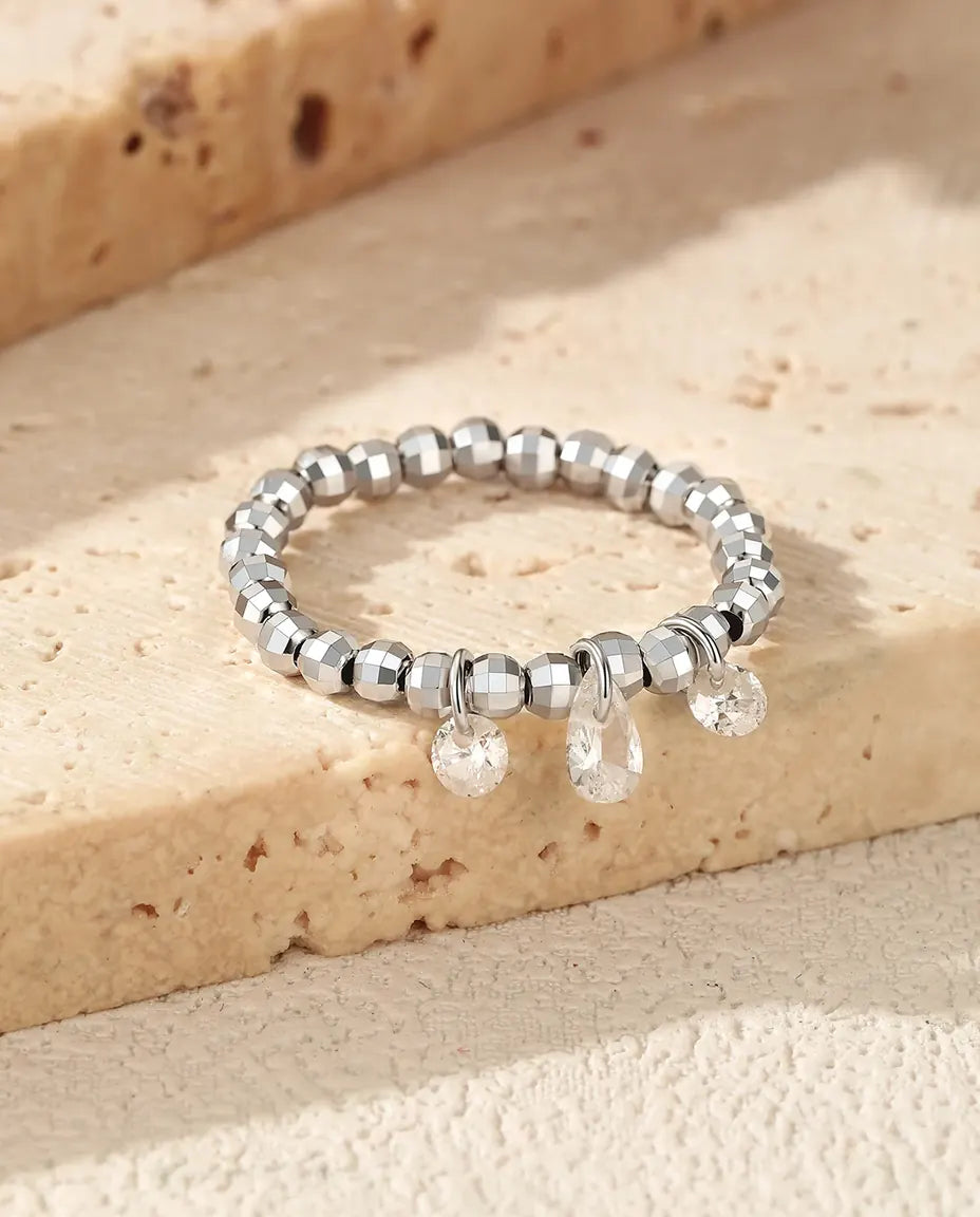 Moissanit Ring – größenverstellbarer Kugelring mit drei beweglichen Steinen, 925er Sterlingsilber, Geschenk für Sie