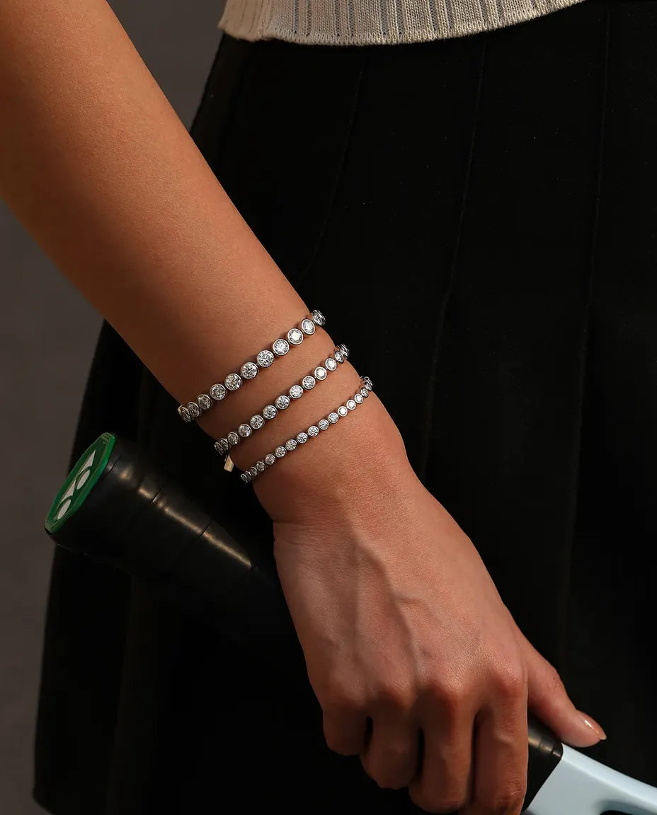Moissanit Tennisarmband aus 925 Sterlingsilber – Steine mit 3, 4 oder 5 mm in Farbe D, Länge 16 bis 18 cm