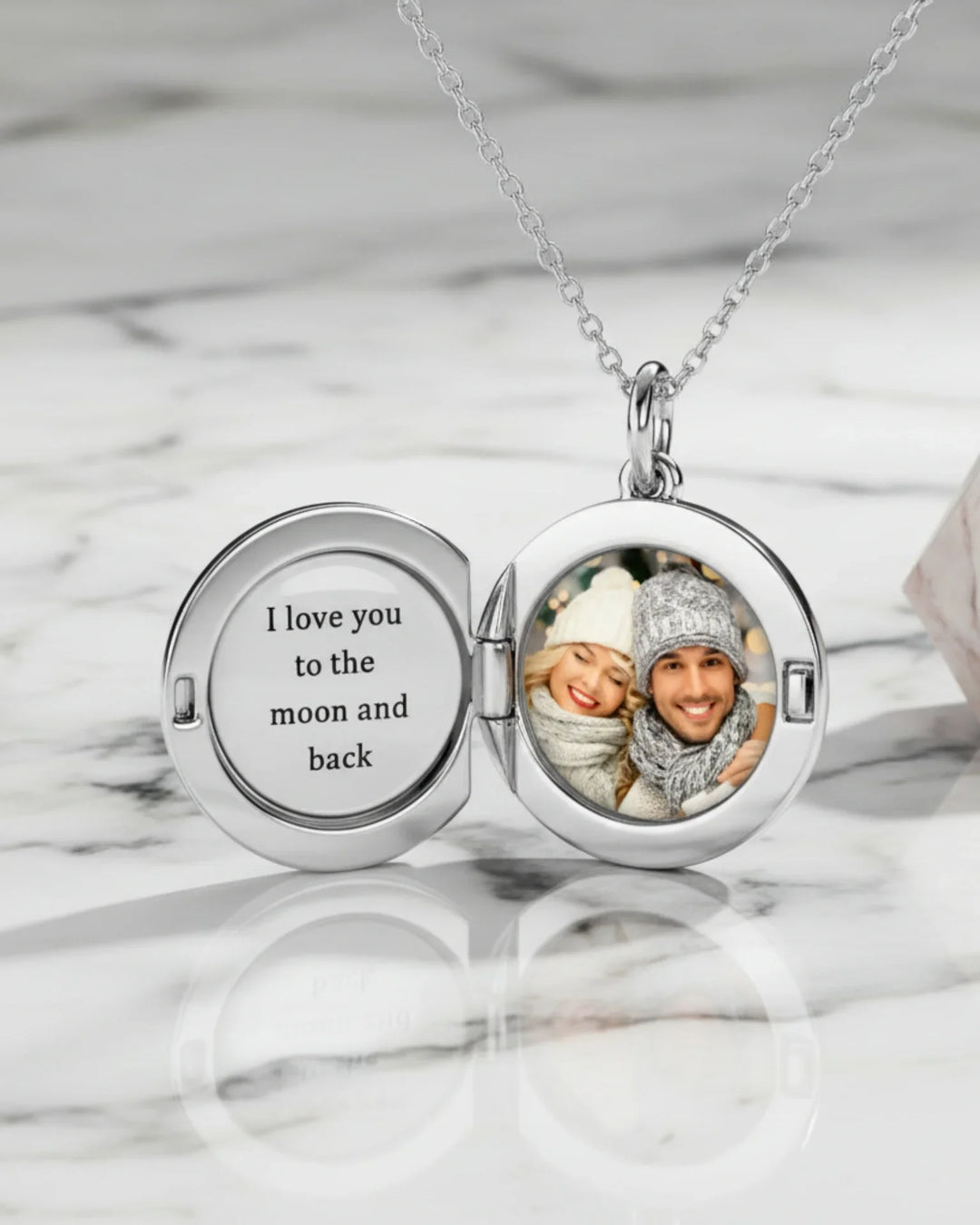 Kette mit Bild – Rundes Medaillon aus 925er Sterlingsilber, mit Foto & Wunschgravur, Geschenk für Sie