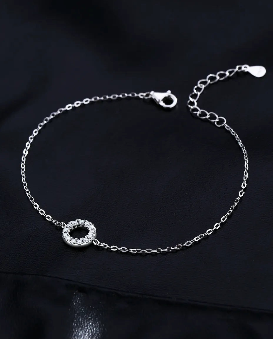 Moissanit Armband mit offenem Kreis – 13 Pavé-Steine in Farbe D, 925 Sterlingsilber