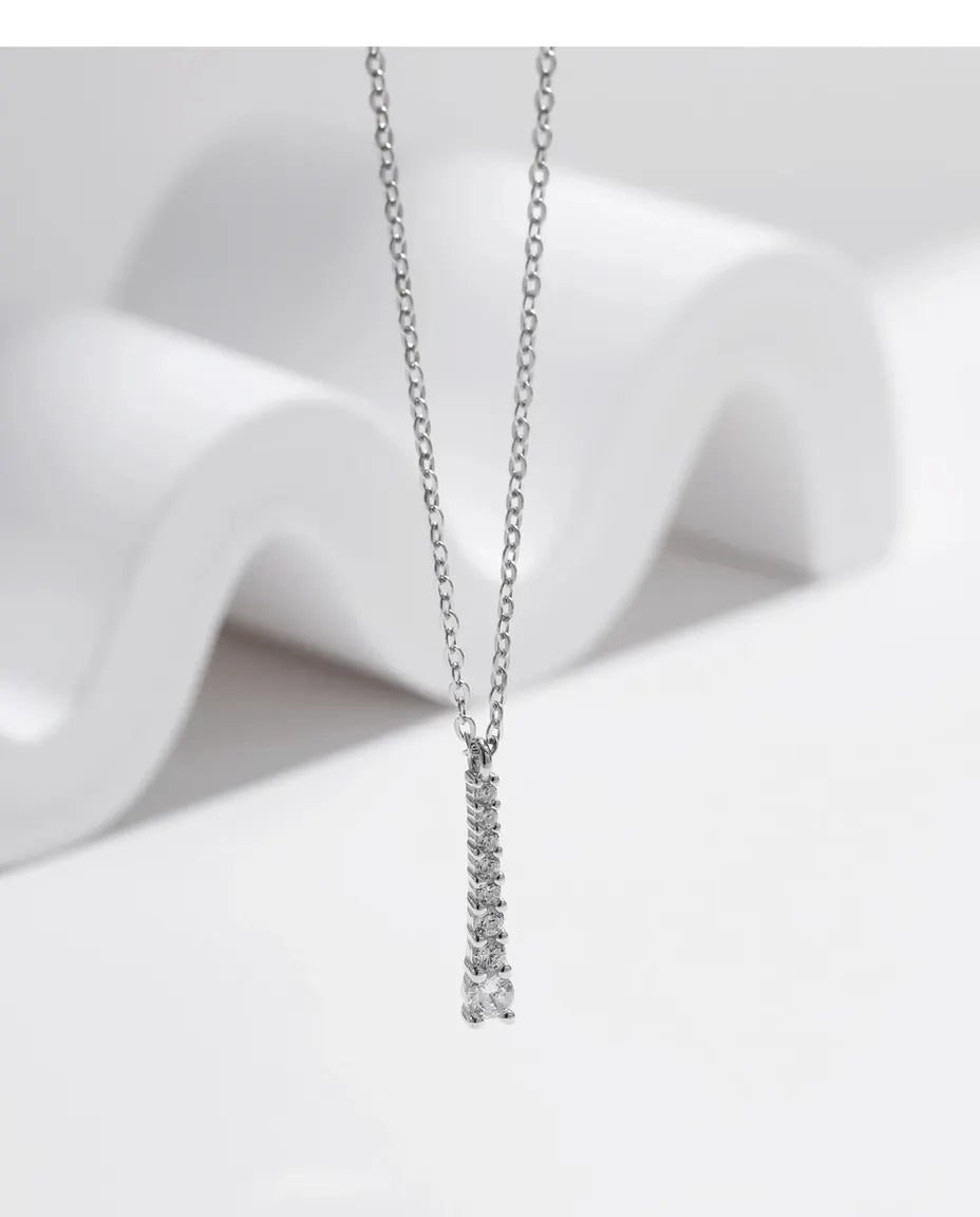 Moissanit Kette Y-Form – Lariat mit abgestuften Steinen in Farbe D VVS1, 925er Sterlingsilber, 40+5 cm