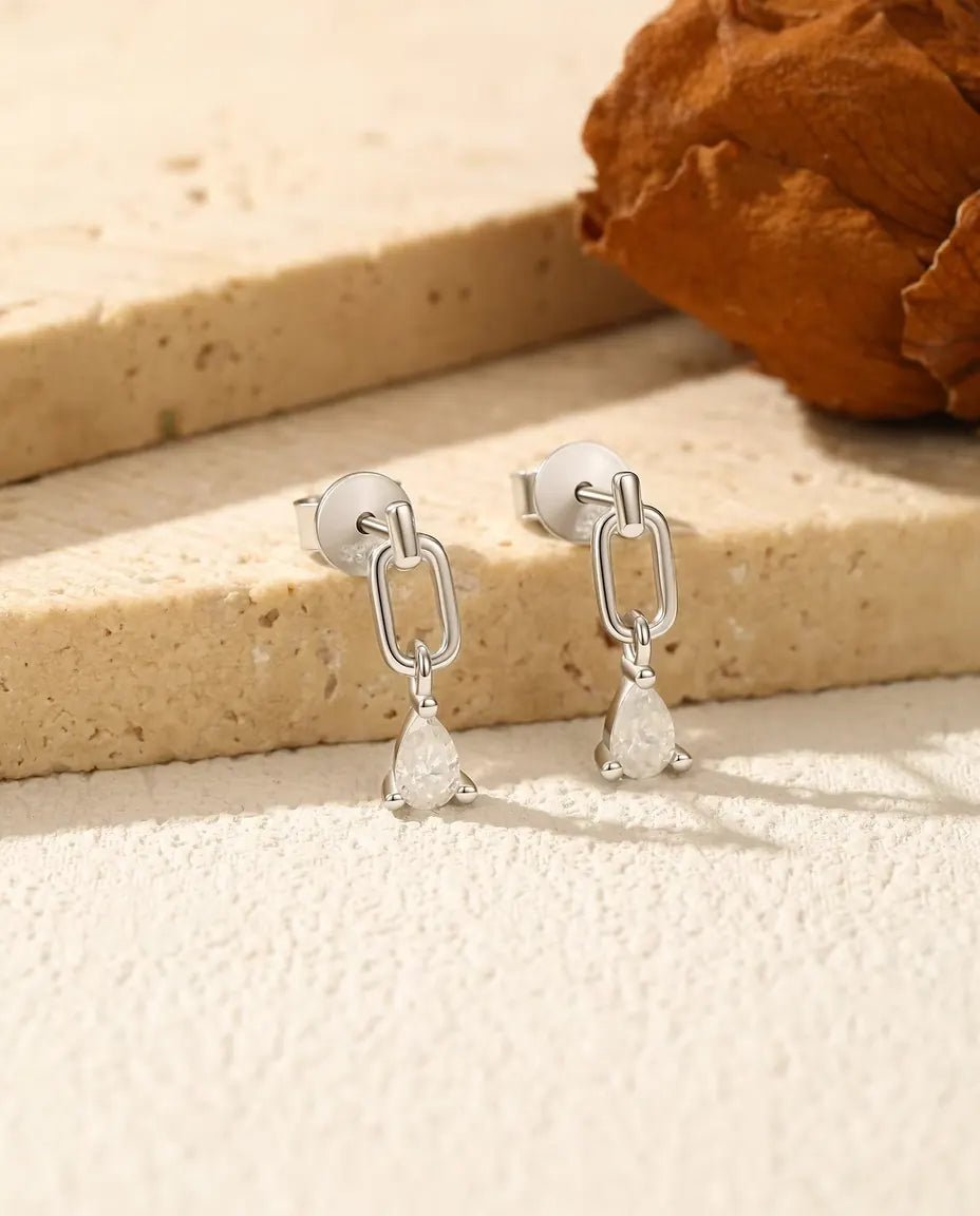 Moissanit Ohrhänger im Tropfenschliff – Gliederstecker mit je 0,35 ct in Farbe D aus 925 Sterlingsilber