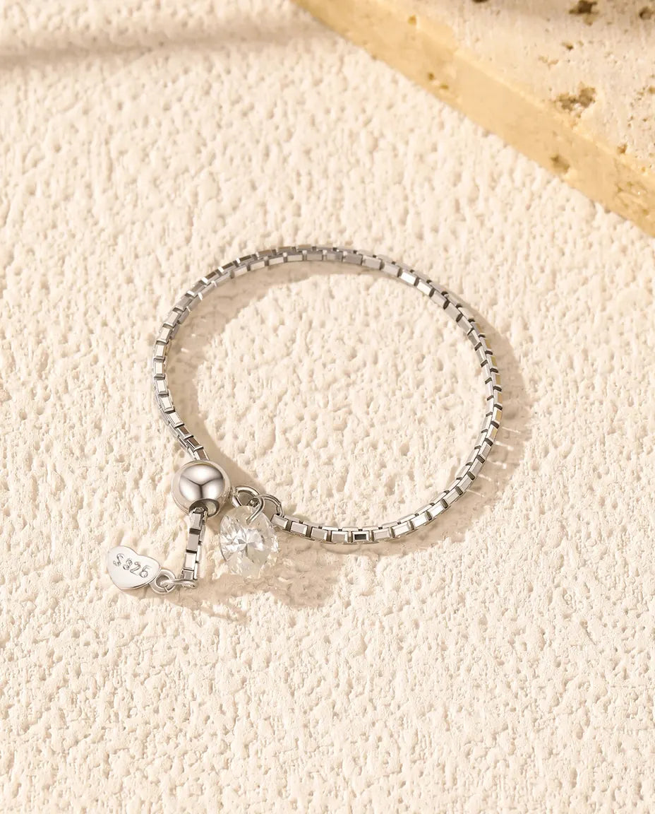 Moissanit Ring – größenverstellbares Kettenband mit D-Color-Stein, zarter offener Ring aus 925er Sterlingsilber, Geschenk für Sie